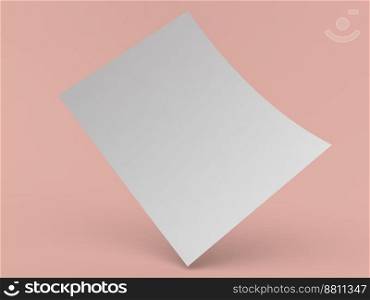 Sheet of white paper A4 for office on a orange background. 3d render illustration.. Sheet of white paper A4 for office on a orange background. 