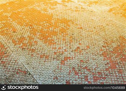 Sheet steel surface pavement, Rusty metal grunge background (Selective focus)