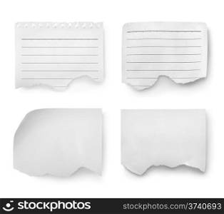 Sheets of lined paper isolated on white background