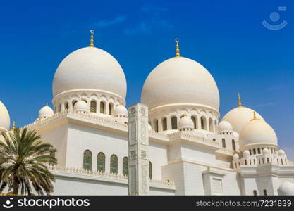 Sheikh Zayed Grand Mosque in Abu Dhabi in a summer day, United Arab Emirates