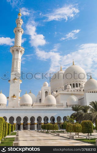 Sheikh Zayed Grand Mosque in Abu Dhabi, the capital city of United Arab Emirates