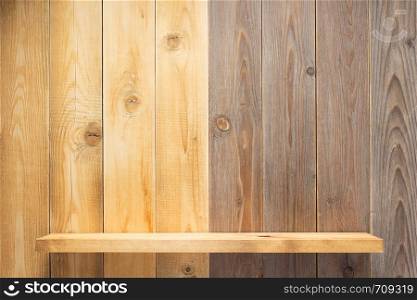 shelf at wooden background texture surface