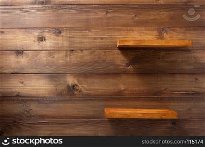 shelf at wooden background texture wall