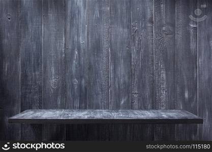 shelf at wooden background texture wall