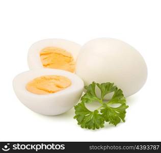 Shell boiled egg isolated on white background