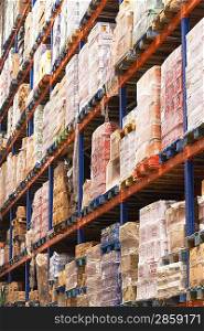 Shelves of Goods in a Warehouse