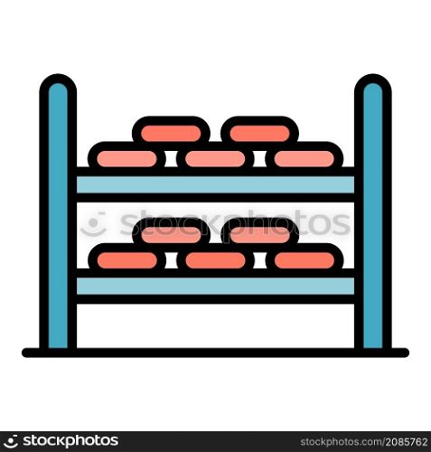 Shelving with cheese icon. Outline shelving with cheese vector icon color flat isolated. Shelving with cheese icon color outline vector
