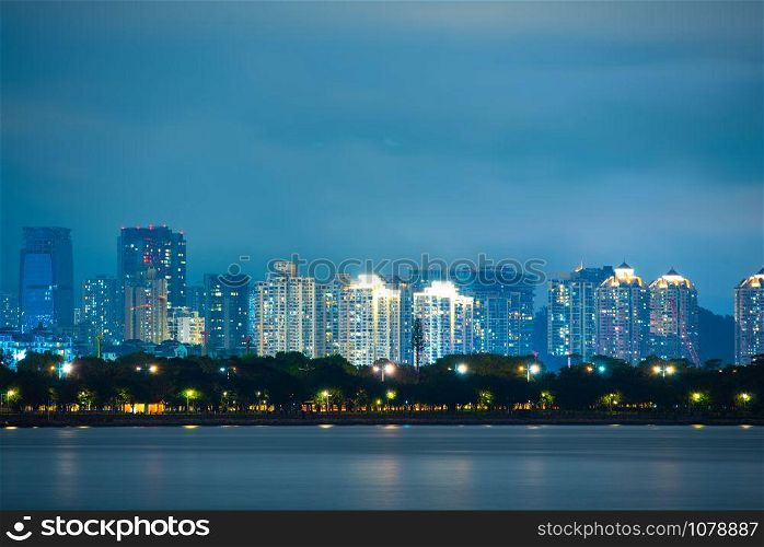 Shenzhen city skyline night scenery, China