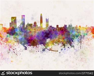 Shenzhen skyline in watercolor background