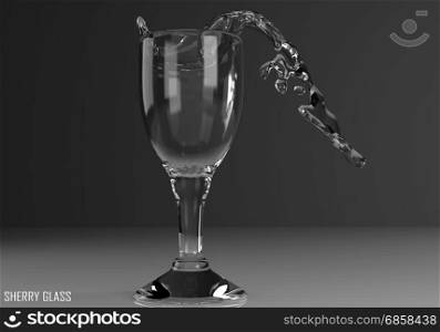 sherry glass 3D illustration on dark background