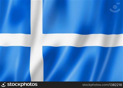 Shetland County flag, United Kingdom waving banner collection. 3D illustration. Shetland County flag, UK