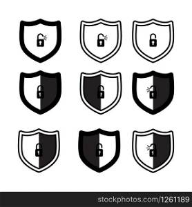 shield and padlock icon design vector logo template EPS 10