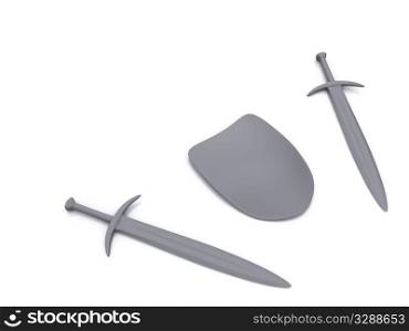 shield and two swords. 3d