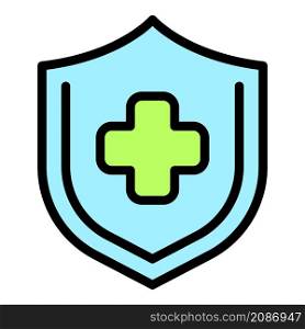 Shield health care icon. Outline shield health care vector icon color flat isolated. Shield health care icon color outline vector