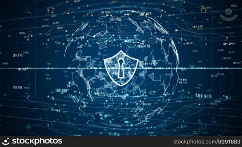 Shield Icon of Cyber Security Digital Data, Digital Data Network Protection, Global Network 5g High-Speed Internet Connection and Big Data Analysis Background.