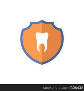 Shield Logotype, Clean Tooth Protect Sign Isolated on White Background. Guard Symbol, Medical Icon.. Shield Logotype, Clean Tooth Protect Sign. Guard Symbol, Medical Icon.