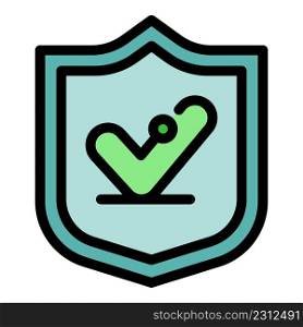 Shield reliability icon. Outline shield reliability vector icon color flat isolated. Shield reliability icon color outline vector