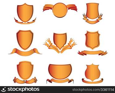Shields and ribbons set. Vector elements for design.