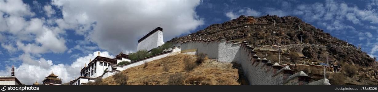 SHIGATSE, CHINA - CIRCA MAY 2017 Rock in Tashilhunpo Monastery.