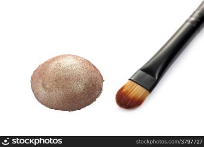 Shimmer eyeshadow with brush on white background