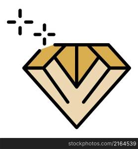 Shine diamond icon. Outline shine diamond vector icon color flat isolated. Shine diamond icon color outline vector