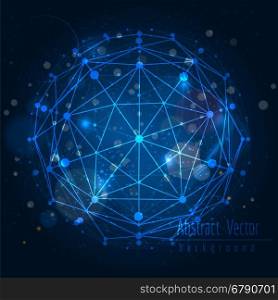 Shining background with connect globe sphere. Abstract shining vector background with connect globe sphere