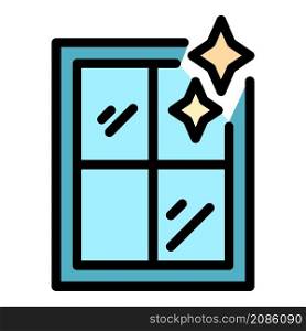 Shining clean window icon. Outline shining clean window vector icon color flat isolated. Shining clean window icon color outline vector