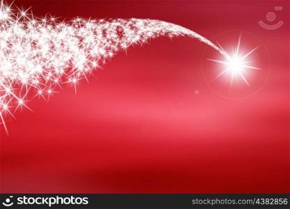Shining magic stars on red background christmas card