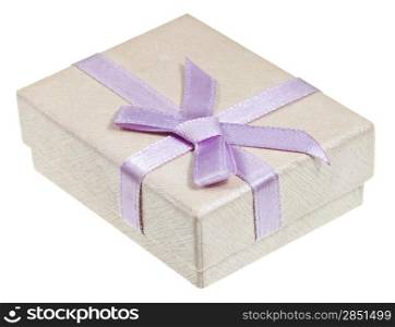 shining paper gift box with pink bow isolated on white background