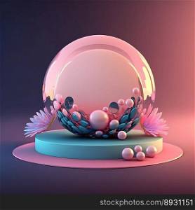 Shiny 3D Stage with Eggs and Flowers for Easter Product Presentation