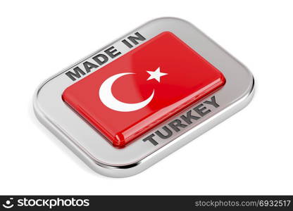 Shiny badge with text Made in Turkey with Turkish flag inside