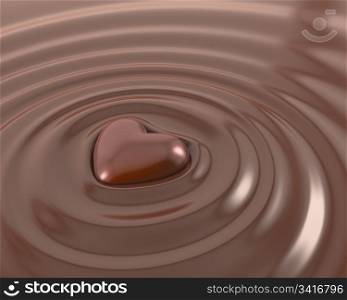 Shiny chocolate heart in a hot chocolate