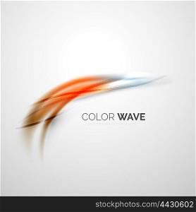 Shiny color wave isolated on white, lines with light effects
