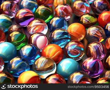 Shiny colorful glass marbles in a Mesmerizing pattern