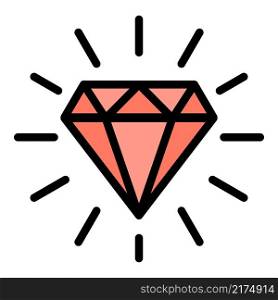 Shiny diamond icon. Outline shiny diamond vector icon color flat isolated. Shiny diamond icon color outline vector