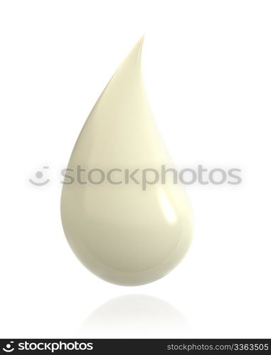 Shiny drop of milk isolated on white background