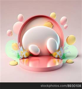 Shiny Easter Podium with 3D Eggs Decoration for Product Display