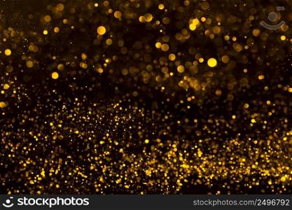Shiny festive glitter dust explosion flow dark abstract background