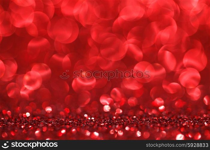 Shiny glitter bokeh background. Abstract red shiny glitter bokeh christmas background