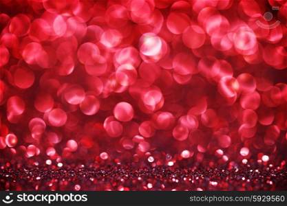 Shiny glitter bokeh background. Abstract red shiny glitter bokeh christmas background