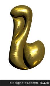 Shiny gold balloon metallic letter L capital, 3D clipart