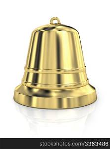 Shiny golden bell isolated on white background
