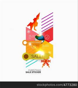 Shiny holiday New Year and Christmas sale banners, promotional and info templates