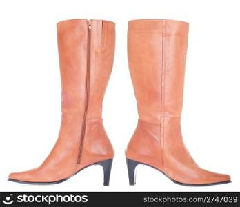 shiny leather high heel woman boots isolated on white background