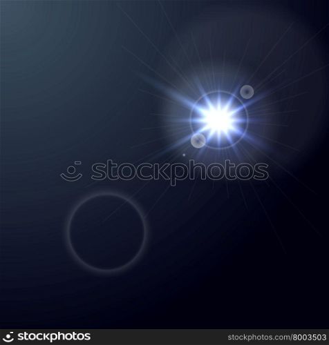 Shiny light lens flare on dark blue background. Shiny light lens flare on dark blue background. Glow star graphic design