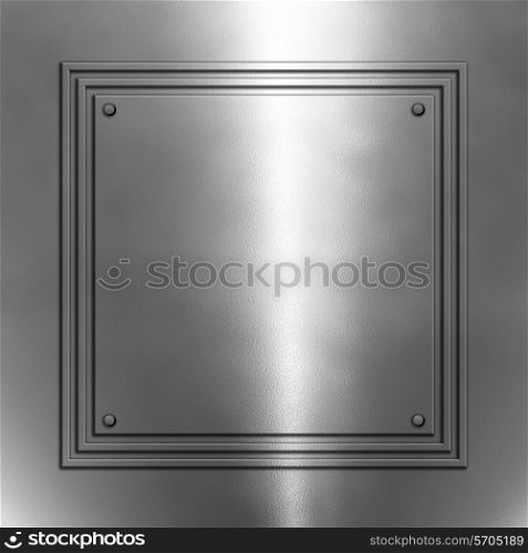 Shiny metal background with square frame
