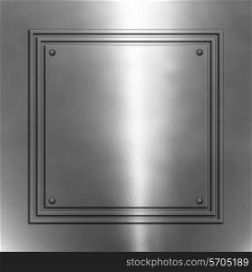Shiny metal background with square frame