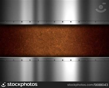 Shiny metal plate and grunge background