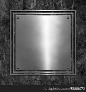 Shiny metal plate on a grunge background