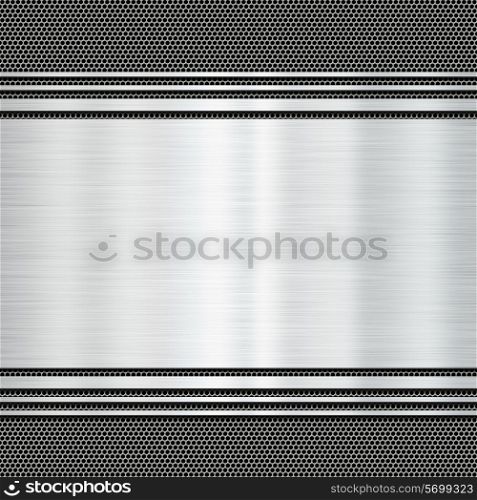 Shiny metal plate on a grunge background